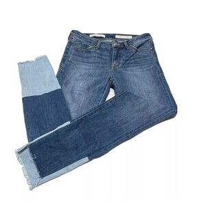 Pilcro & the Letterpress Anthropologie Script Jeans Two Tone Cut Out Cuffs SZ 27